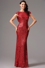 Stunning Cowl Back Sequin Red Formal Dress