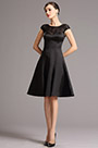 Capped Sleeves Lace Neck Black Cocktail Dress Party Dress