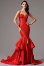 Trägerlos Ausgestattetes V Ausschnitt Rot Mermaid Prom Kleid