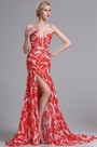 Strapless Sweetheart Printed Evening Prom Dress