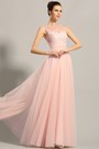 robe de soirée princesse rose dentelle sans manche