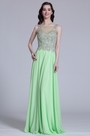 Elegant Sleeveless Beaded Mint Evening Dress