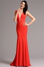 Sleeveless V Neck Red Formal Dress Evening Gown