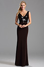 Robe de soirée sirène sexy V col  avec sequins sans manches