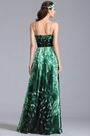 robe de soirée longue verte imprimé col en V