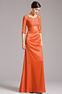 Modest Lace Sleeves Orange Mother of the Bride Gown