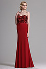 Red Strapless Sweetheart Sequin Evening Formal Gown