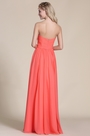 Robe corail de demoiselle d'honneur longue bustier