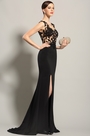 Чёрное Вечернее Платье с Высоким Разрезом