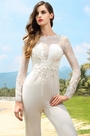 Weiß Spitze Lang Ärmel Jumpsuit