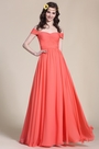 Elegant Schulterfrei Koralle Brautjungfernkleid