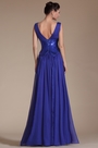Robe de soirée longue bleu sexy et élégante col en V