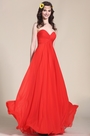 Robe de soirée longue rouge pour mariage décolleté coeur