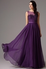 Robe de Soirée Sans Manches Bijoux Perlés Violet