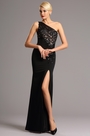 Ein Schulter Schwarzes Abendkleid Formelles Kleid