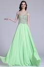 Elegant Sleeveless Beaded Mint Evening Dress