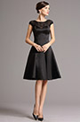 Capped Sleeves Lace Neck Black Cocktail Dress Party Dress
