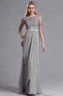 Grey Mother of the Bride Dress with Lace Appliques