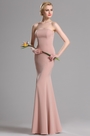 Robe de Soirée Sirène Sans Bretelle Dos Nu Rose