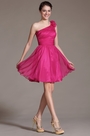 Blumen Eine Schulter Rosa Brautjungfer Kleid Party Kleid