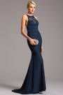 Тёмно Синее Вечернее Платье без Рукава
