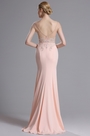 Robe de Soirée Sirène Cap Manche Bijoux Rose