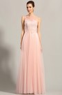 robe de soirée princesse rose dentelle sans manche