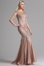 Robe de Soirée Cap Manches Sirène Brun Rosé