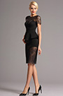 Vintage Lace Short Sleeves Black Short Dress