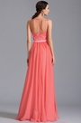 Vestido de Fiesta Coral Largo Una Línea Transparent