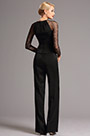 Stilvoll Spitze Lang Ärmel Schwarz Jumpsuit