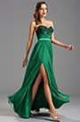 Robe de soirée longue bustier vert émeraude avec broderie