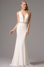 Sexy Plunging Neckline White Prom Dress Formal Gown