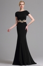 Robe de Soirée Manche Courte Sirène Noir Élégant