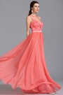 Vestido de Fiesta Coral Largo Una Línea Transparent