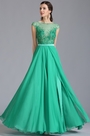 Robe de soirée longue verte fente sexy broderie ajourée
