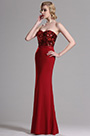 Red Strapless Sweetheart Sequin Evening Formal Gown