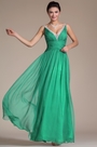 Turqoise Sexy V-neck Ruched Evening Dress