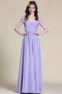 Robe de demoiselle d'honneur longue lilas épaules dénudées