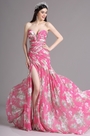 Pink Floral Strapless Sweetheart Printed Prom Summer Dress