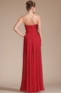 Red Strapless Beadings Evening Party Gown