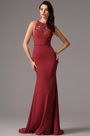Elegant Sleeveless Red Formal Gown with Illusion Back