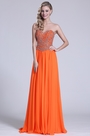 Robe de soirée longue bustier orange bijoutée