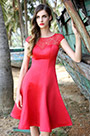 Lace  Ausschnitt Rot Knielang Party-Kleid