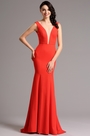 Sleeveless V Neck Red Formal Dress Evening Gown