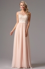 Elegant A Line Sleeveless Pink Chiffon Evening Dress