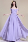 Robe de demoiselle d'honneur longue lilas épaules dénudées