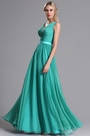Teal Straps Plunging V Neck Ruched Bridesmaid Dress