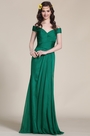 Robe de soirée longue verte décolleté en V chic et élégante