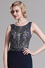 Dark blue Sleeveless Beaded Bodice Prom Dress